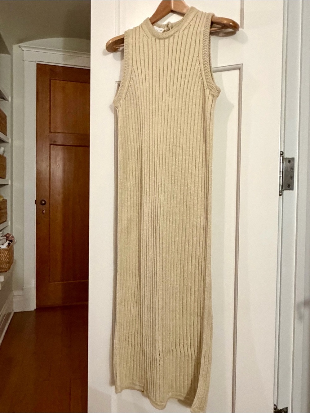 Proenza Schouler Sleeveless Ribbed Maxi Dress in Beige